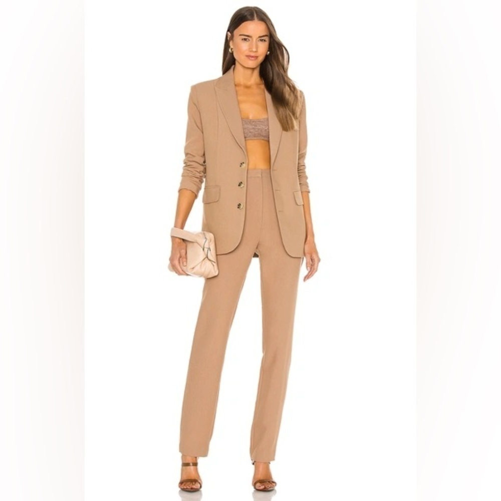 L’Academie Women’s The Aubrey Trousers Pant Size S Tan Ankle Zip Dress Pants